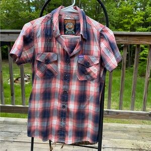 DIXXON Red and Blue Plaid Casual Shirt